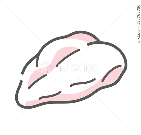 鶏肉（鶏むね肉）のイラスト、たんぱく質や温活のアイコン素材。 133763786