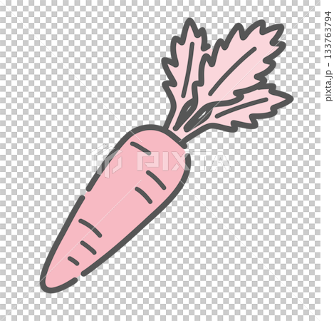 にんじん(人参)のイラスト、根菜、温活、野菜のアイコン素材。 にんじん(人参)のイラスト、根菜、温活、野菜のアイコン素材。 133763794