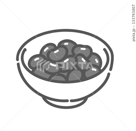 黒豆のイラスト、温活や和食に。シンプルで汎用的なアイコン素材。 133763807