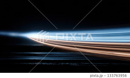 Luminous Rocket Exhaust Trails Create Abstract Patterns in the Night Sky During a Long Exposure Launch Luminous Rocket Exhaust Trails Create Abstract Patterns in the Night Sky During a Long Exposure Launch 133763956