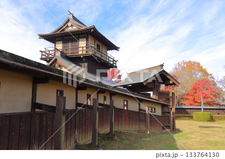紅葉に包まれる逆井城の二層櫓 紅葉に包まれる逆井城の二層櫓 133764130