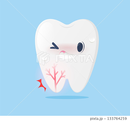Tooth Cartoon Showing Root Pain and Sensitivity Symptom Tooth Cartoon Showing Root Pain and Sensitivity Symptom 133764259