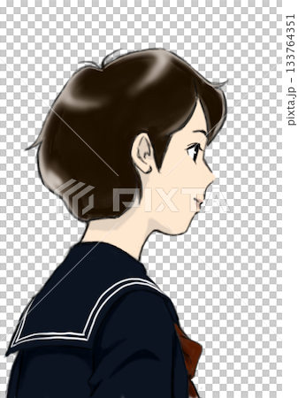 ショートカットヘアーの女子高校生 ショートカットヘアーの女子高校生 133764351