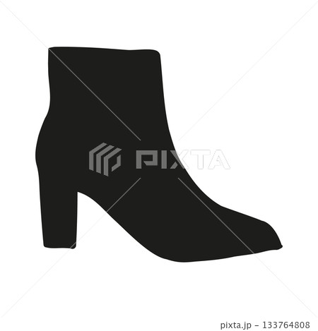 Vector hand drawn ankle boot silhouette Vector hand drawn ankle boot silhouette 133764808