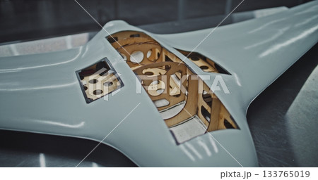 Inner Shell of Military Grade UAV Clearly Visible With Its Structural Frame Inner Shell of Military Grade UAV Clearly Visible With Its Structural Frame 133765019