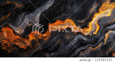 Dark Marble with High-Contrast Veins, Bold and Striking Background Design 133765331