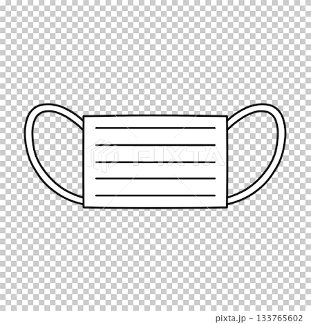 白黒線画の医療用マスクイラスト 133765602