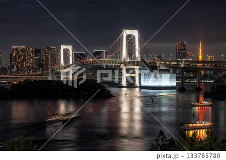 Rainbow Bridge in Tokyo at Night Rainbow Bridge in Tokyo at Night 133765780