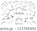 手書き風の集中線、感嘆符、音符のセット 133766892