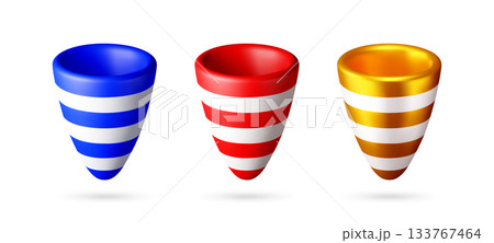 Set of three 3d colorful party hat 133767464