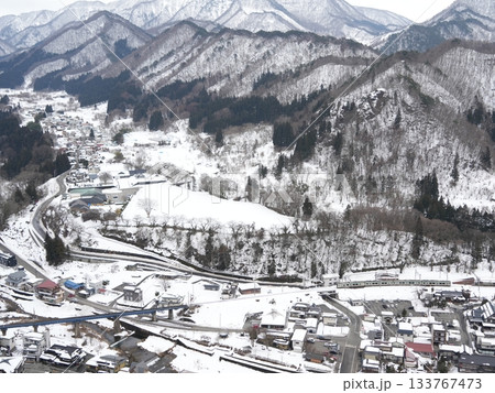 立石寺（山寺）雪景色のモノクロ風景｜極寒の冬・水墨画の世界 133767473