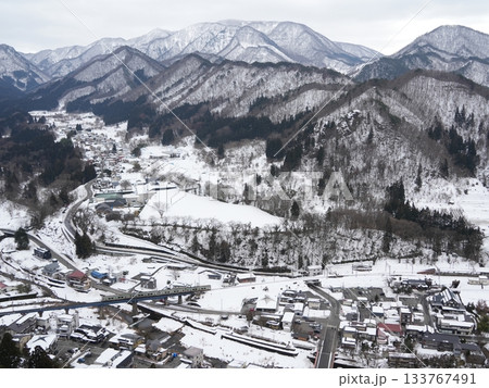 立石寺（山寺）雪景色のモノクロ風景｜極寒の冬・水墨画の世界 133767491