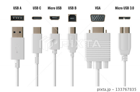 USB cable set with multiple connector types 133767835