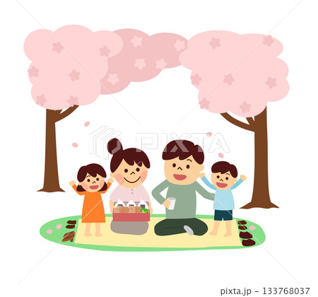 花見をする家族 花見をする家族 133768037