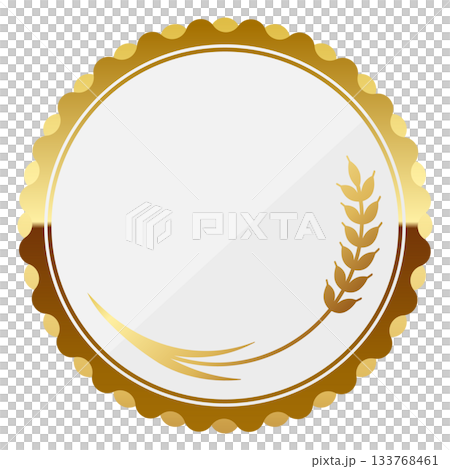 白色和金色相間的奢華麥穗圓形相框 133768461