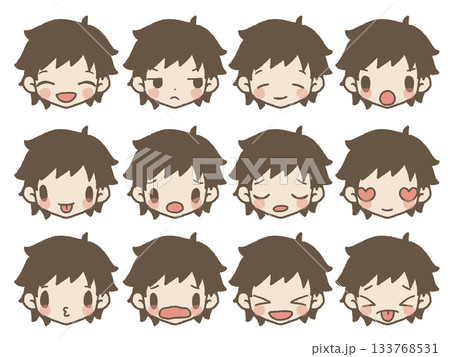 手描きの男の子表情セット 133768531