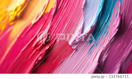 Cyan Yellow And Magenta brush Texture 133768715