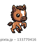 Adorable Foal Standing on Shaky Legs in Kawaii Illustration Style 133770416