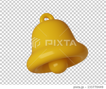 Golden 3D Notification Bell Icon. Alert symbol indicating important message, warning, reminder, or urgent update. 3d rendering 133770449