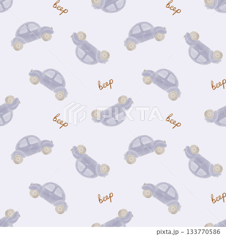 Watercolor seamless kids pattern with cute vintage toy cars on a soft blue background. Quickly sketch style. Ideal for baby boy designs, nursery decor, fabrics, wrapping paper, and playful stationery. Watercolor seamless kids pattern with cute vintage toy cars on a soft blue background. Quickly sketch style. Ideal for baby boy designs, nursery decor, fabrics, wrapping paper, and playful stationery. 133770586