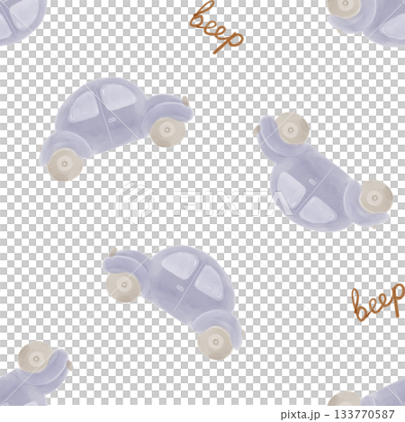 Watercolor seamless playful kids pattern with quickly sketch style purple cars and small “beep” lettering. Great for baby boy designs, fabrics, nursery decor, gift wrap, cheerful children’s products. Watercolor seamless playful kids pattern with quickly sketch style purple cars and small “beep” lettering. Great for baby boy designs, fabrics, nursery decor, gift wrap, cheerful children’s products. 133770587