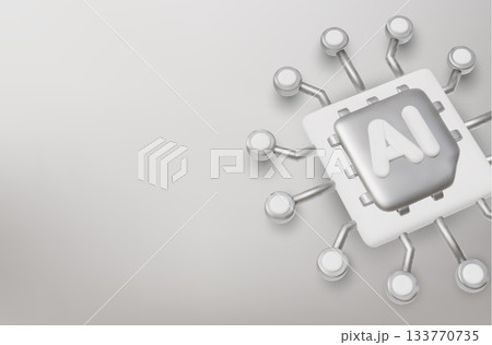 3d Vector AI Chip, AI in science and business, Technology and engineering concept. 133770735