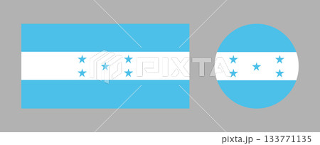 Honduras country flag. Circle, rectangle National flag badge. Republic of Honduras round, rectangular shape, button, banner. 133771135