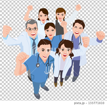 Medical team in a hard-working pose 133771810