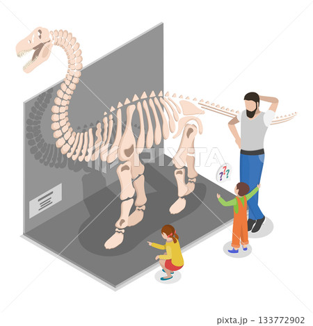 3D Isometric Flat Vector Illustration of School Museum Excursion, Cultural Education, Exhibition. Item 3 133772902