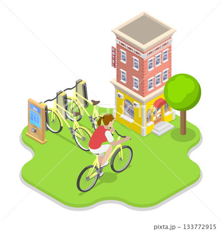 3D Isometric Flat Vector Illustration of Urban Transportation, Eco Friendly Transport. Item 3 3D Isometric Flat Vector Illustration of Urban Transportation, Eco Friendly Transport. Item 3 133772915