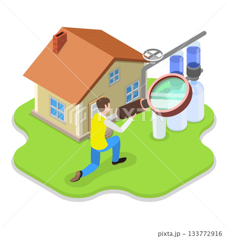 3D Isometric Flat Vector Illustration of Water Treatment , Discharge of Liquid Chemical Waste. Item 2 133772916