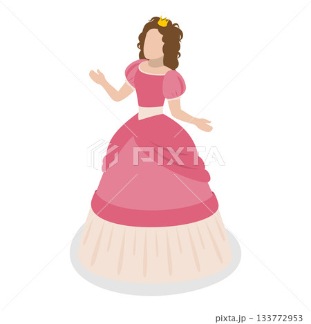 3D Isometric Flat Vector Set of Fairy Characters, Medieval People. Item 4 133772953