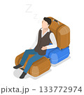 3D Isometric Flat Vector Illustration of Exhausted and Sleepy People, Fatigue and Drowsiness. Item 5 133772974