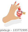 3D Isometric Flat Vector Illustration of Perfume Bottles, Perfumes Held By Female Hands. Item 3 133772995