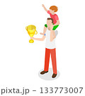 3D Isometric Flat Vector Illustration of Positive Parenting Tips, Kid Growing in Loving Family. Item 5 133773007