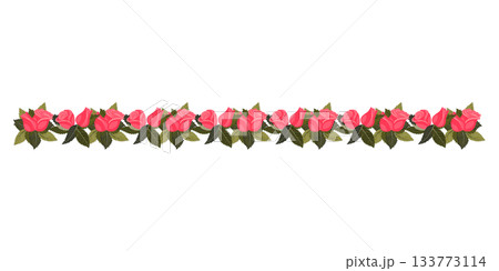 A border of bright pink, lush roses and buds for your design. A border of bright pink, lush roses and buds for your design. 133773114