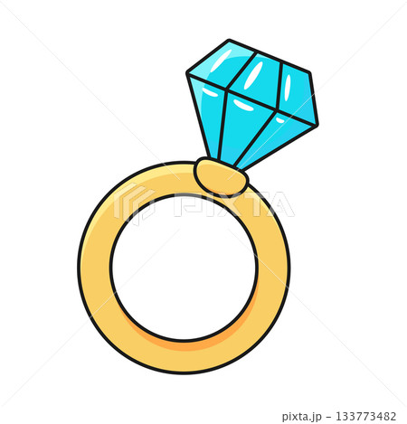 Cartoon ring with blue stone. Isolated white background. Vector illustration Cartoon ring with blue stone. Isolated white background. Vector illustration 133773482