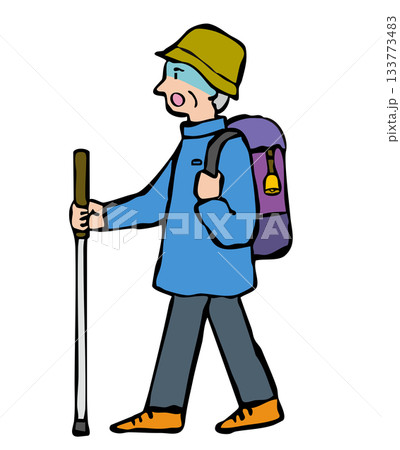 何かを怖がる登山をする男性(シニア) 何かを怖がる登山をする男性(シニア) 133773483