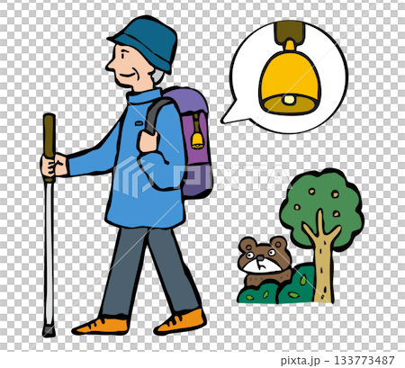 一位老人帶著熊鈴去健行 133773487