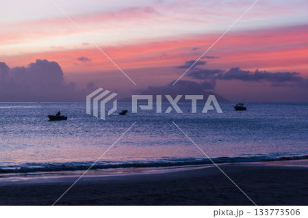 A tranquil seaside scene at twilight. Seychelles 133773506