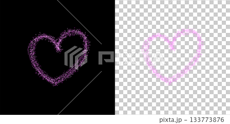 手繪粉紅色心形粒子插圖(透明背景PNG) 手繪粉紅色心形粒子插圖(透明背景PNG) 133773876
