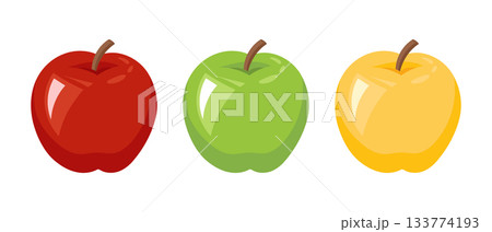 Set of apples. Red, yellow and green apple icons on a white background. 133774193