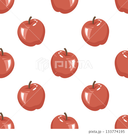 Seamless pattern of ripe red apples. Cute fruity background. 133774195
