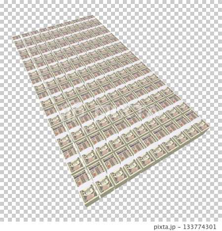 経済のイラスト素材　札束の山　新札　リアル風一万円　十億円 　平積み　（1_7） 133774301