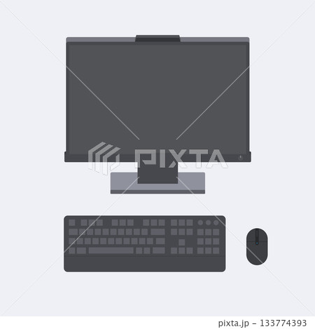Monitor keyboard and mouse flat style. Workplace with PC Monitor keyboard and mouse flat style. Workplace with PC 133774393