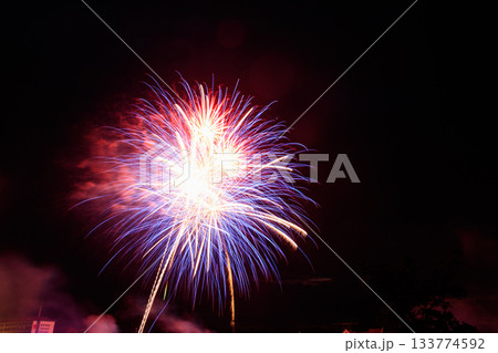Amazing colorful fireworks display at night 133774592