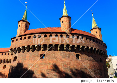 Krakow barbican - medieval fortification at city walls, Poland Krakow barbican - medieval fortification at city walls, Poland 133774619