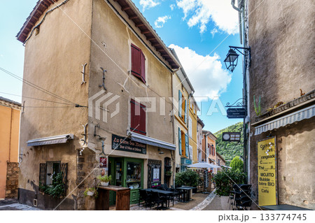 The narrow streets of the old village Moustiers Sainte Marie in 133774745