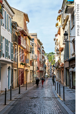 City center of Lourdes, a market town in the Pyrenees, Hautes-Py 133774806