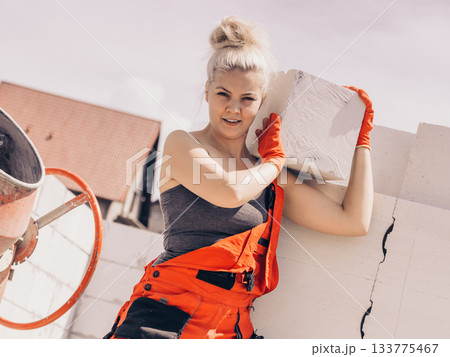 Woman working with airbricks 133775467
